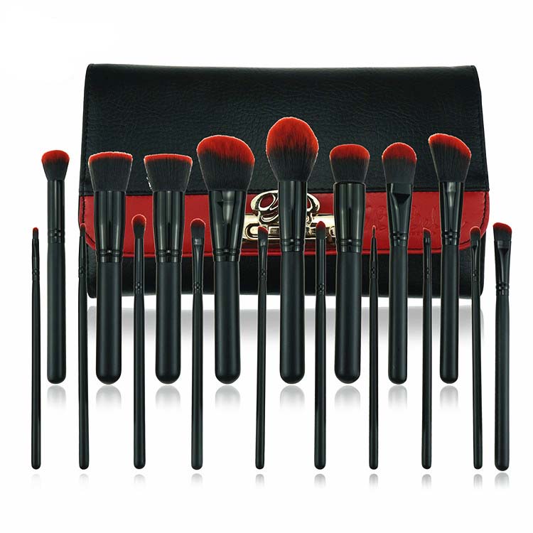 Factory Supply Classic Black &Red Vegan brush Kit Pincel de Maquiagem with Custom Logo
