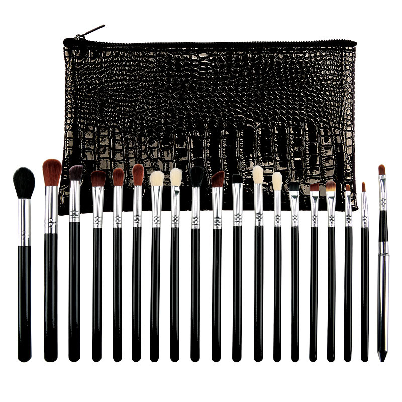 professional 19pcs complete eyeshadow eye makeup brush set with pouch