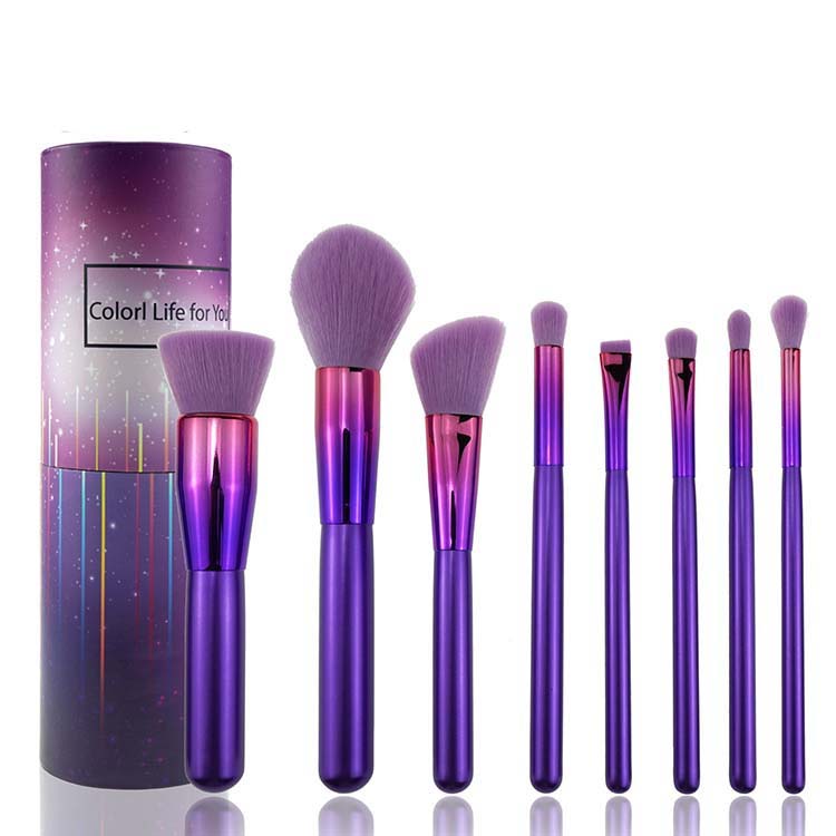 Beauty tools 8pcs girls cute round makeup brushes with roll up makeup bag