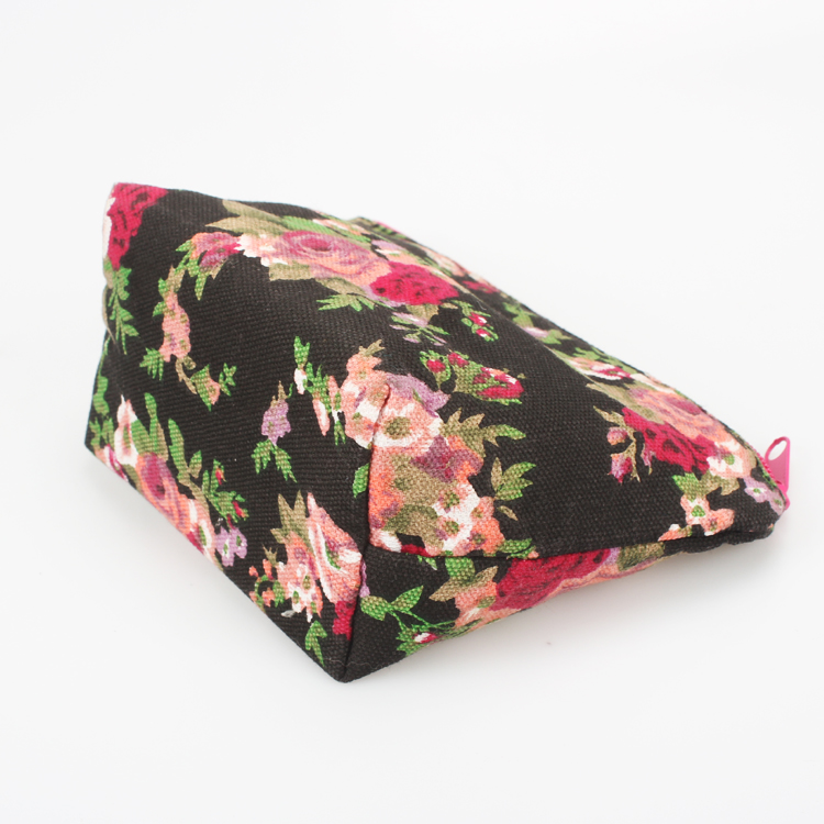 Cosmetic Pouch Printing Canvas Flowers Make Up Cosmetic Bag