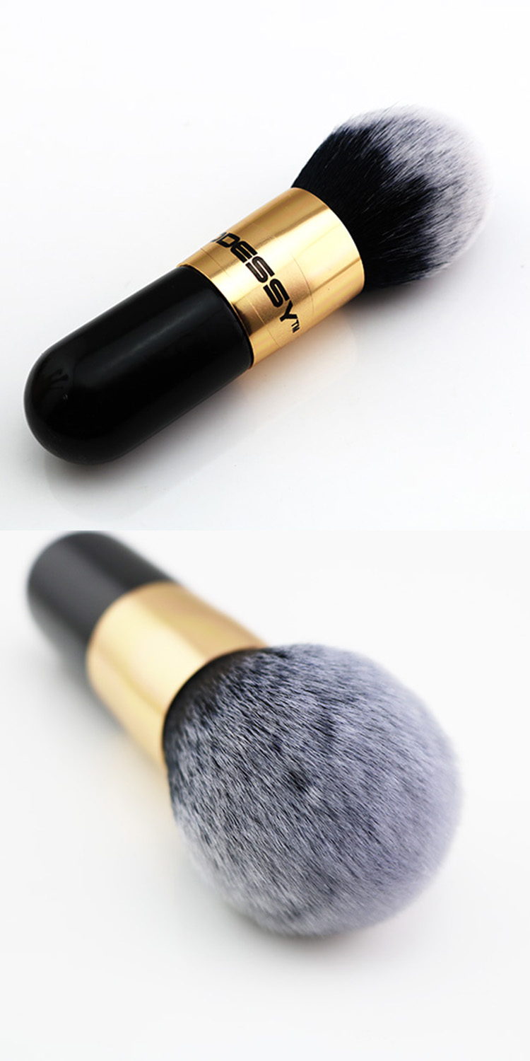 Factory OEM Best Seller Oval Black Stubby Handle Kabuki Powder Cosmetics Makeup Brush