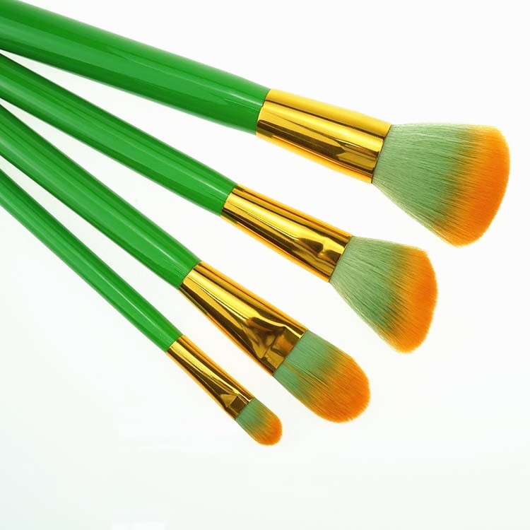 Travel case 9pcs unique angle green makeup brushes set