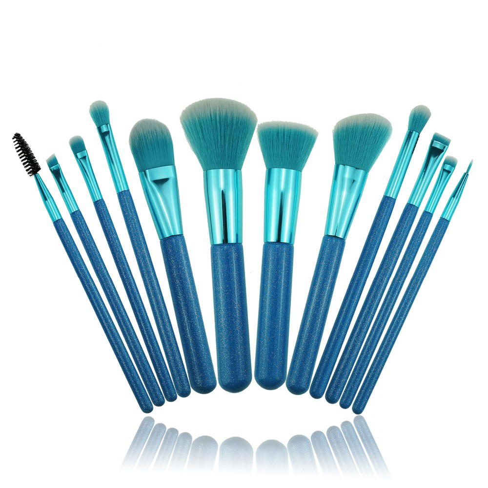 12Pcs My Own Label Unique Makeup Brushes With Gradient Makeup Bag