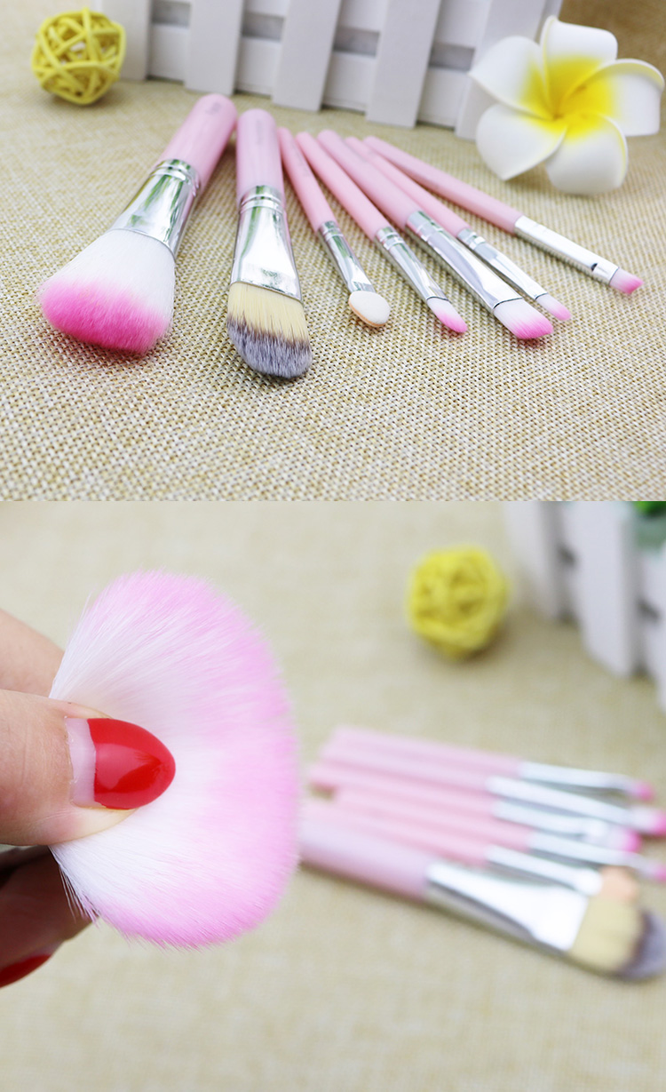 Hot Sale Small Pink Cute 7Pcs Makeup Brush Set For Girl Gift
