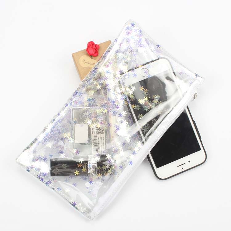 Transparent Glitter Cosmetic Bag Zipper Glitter Makeup Bag Organizer Clutch