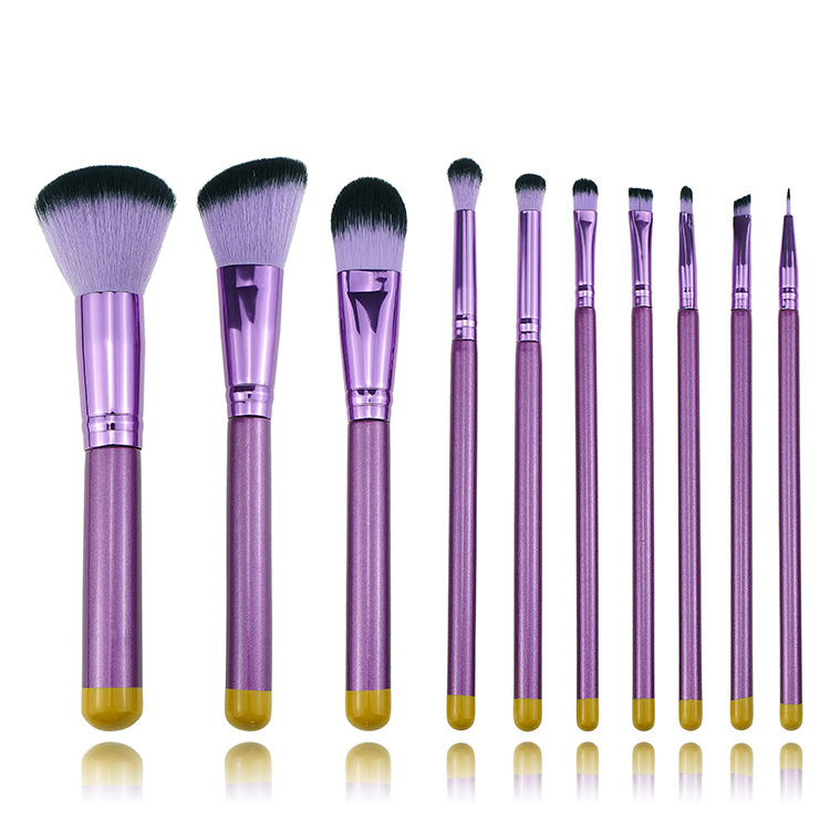 Purple Makeup brush set with gold bottom maquiagem importada atacado