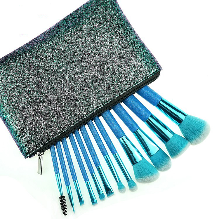 12Pcs My Own Label Unique Makeup Brushes With Gradient Makeup Bag
