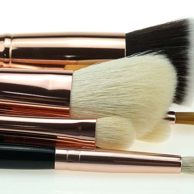 Professional rose golden makeup powder brush private cosmetics brushes makeup with pouch