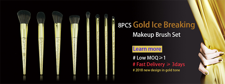 Low MOQ Private Label Ice-Breaking Handle Makeup Brush Gold Glitter Cosmetic Brush
