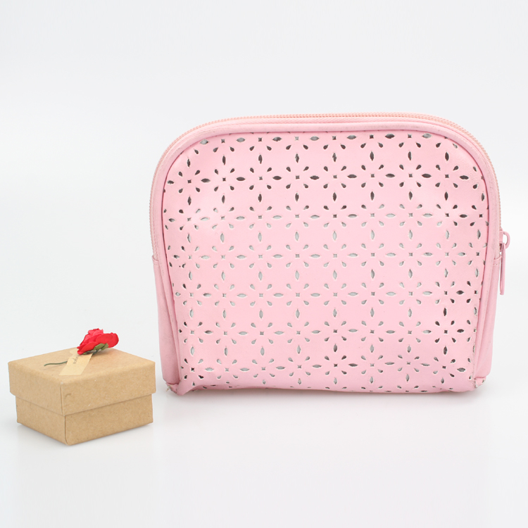 PU Leather Skeleton Cosmetic Pouch for Women Ladies Make Up Cosmetic Bag