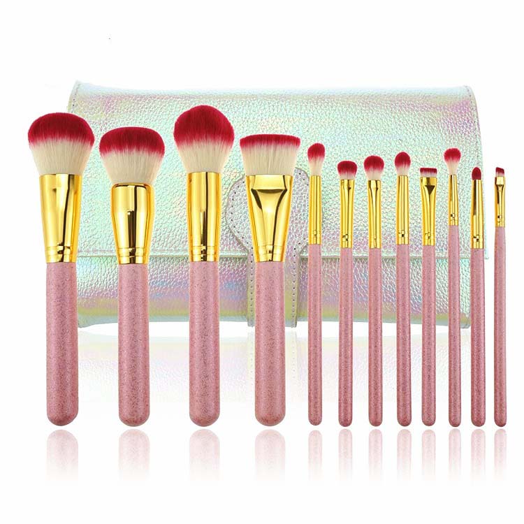 2019 new glitter 12pcs cosmetics maquillaje makeup brushes set