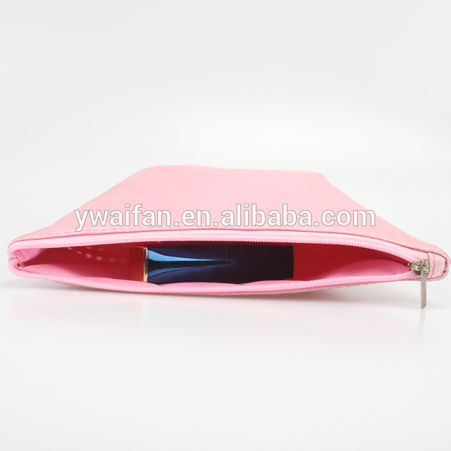 Printed Pink Satin Zipper Travel Toiletry Bag Women Cosmetic Makeup Bag