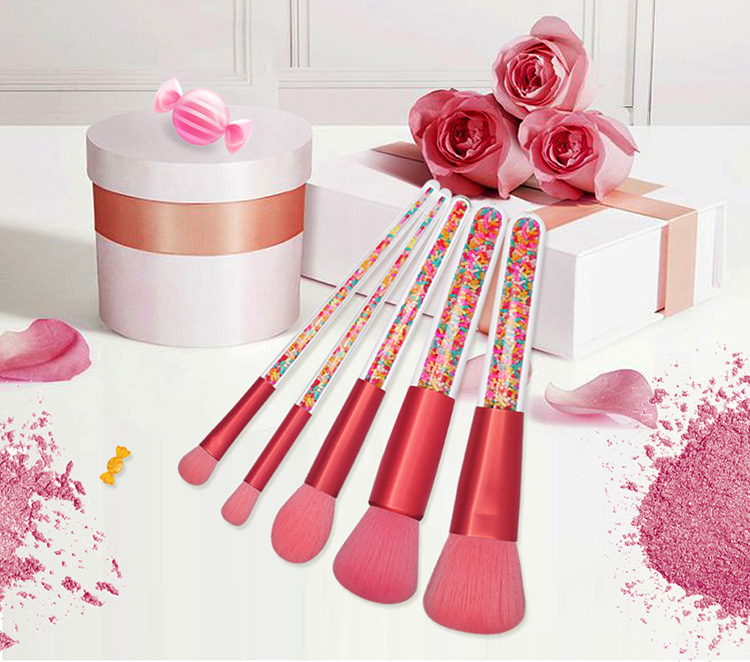 OEM plastic handle glitter makeup brushes manufacturers china