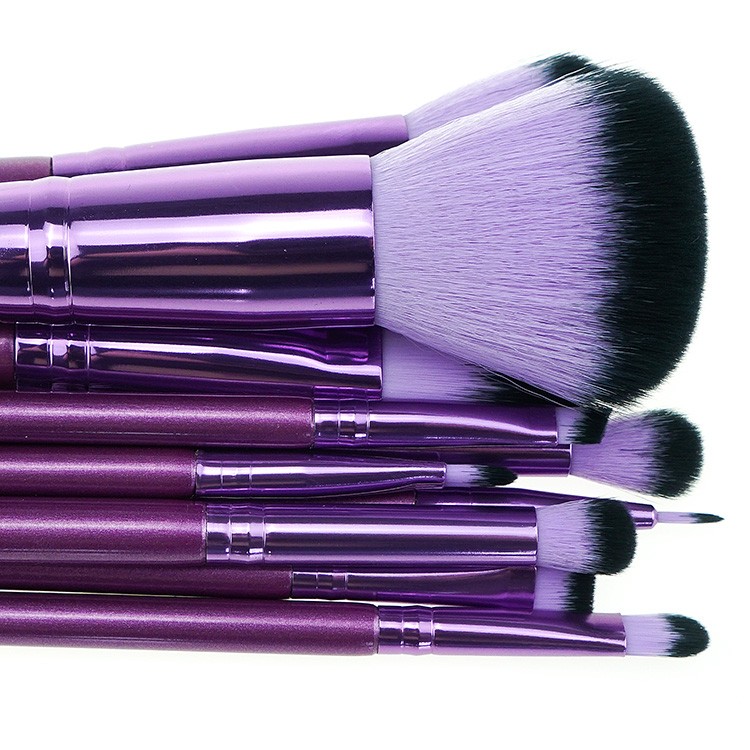 10Pcs Purple Ferrule Brush Soft Cosmetic Makeup Brush Set