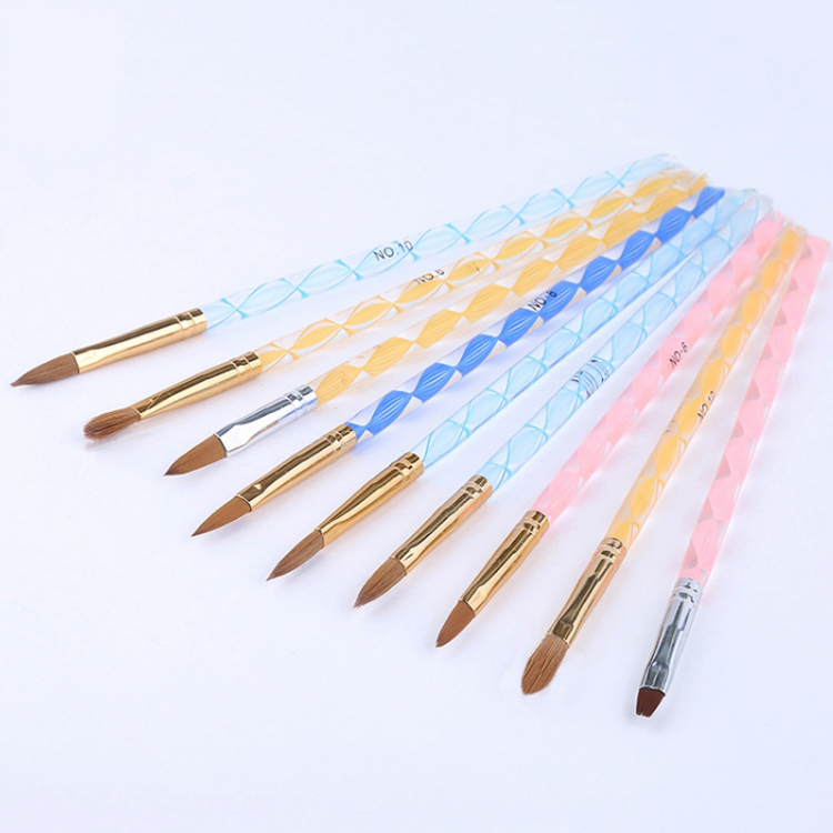Professional Nail Tools Colorful Nylon Custom Acrylic Nail Brush With Cylinder Case