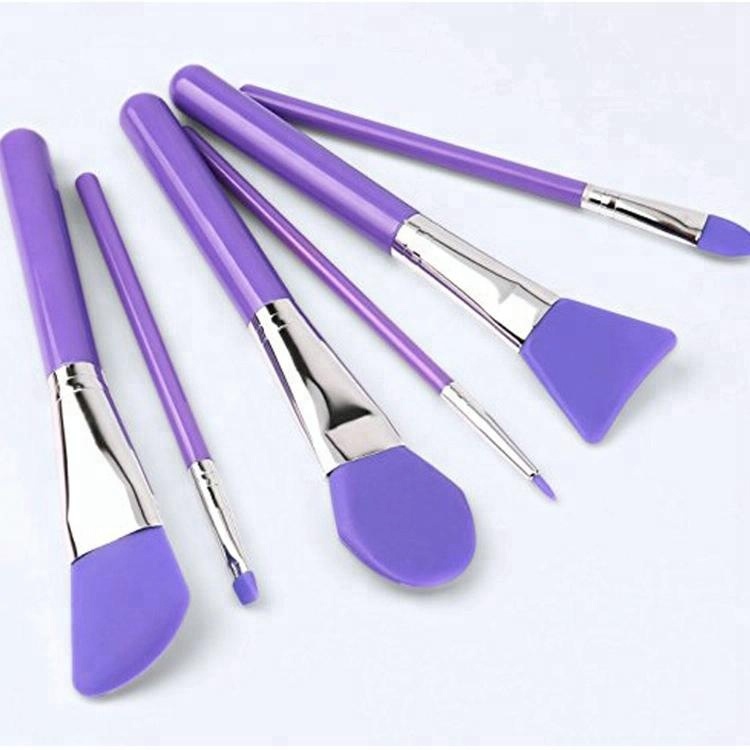 Eco-friendly Wood Handle Silicone Mask Brushes Set for Makeup