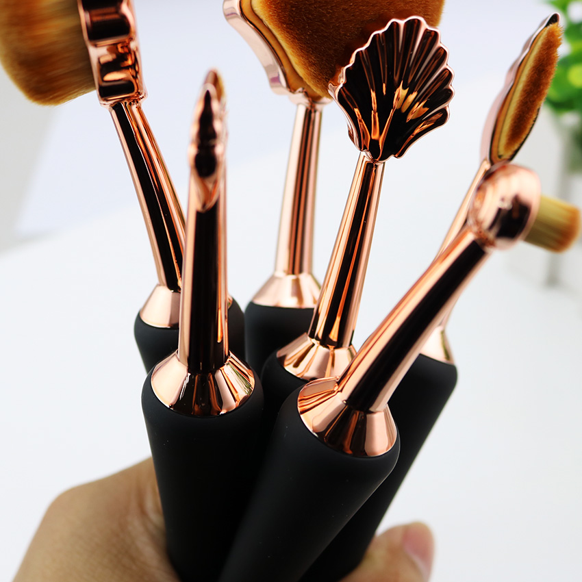 6 pcs rose gold toothbrush makeup seashell brushes