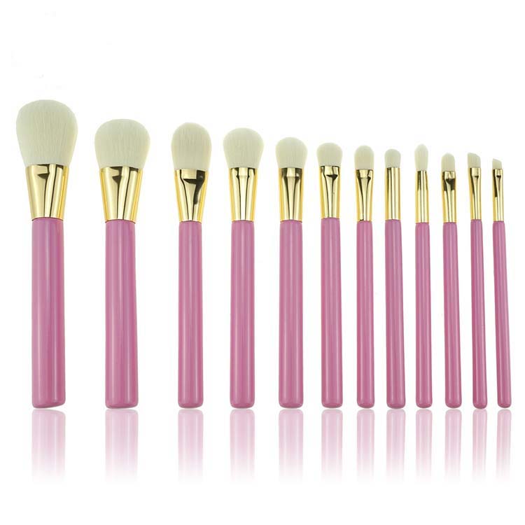 12 Pcs Pink Eyeshadow Brush Kabuki Cool Makeup Brushes Set