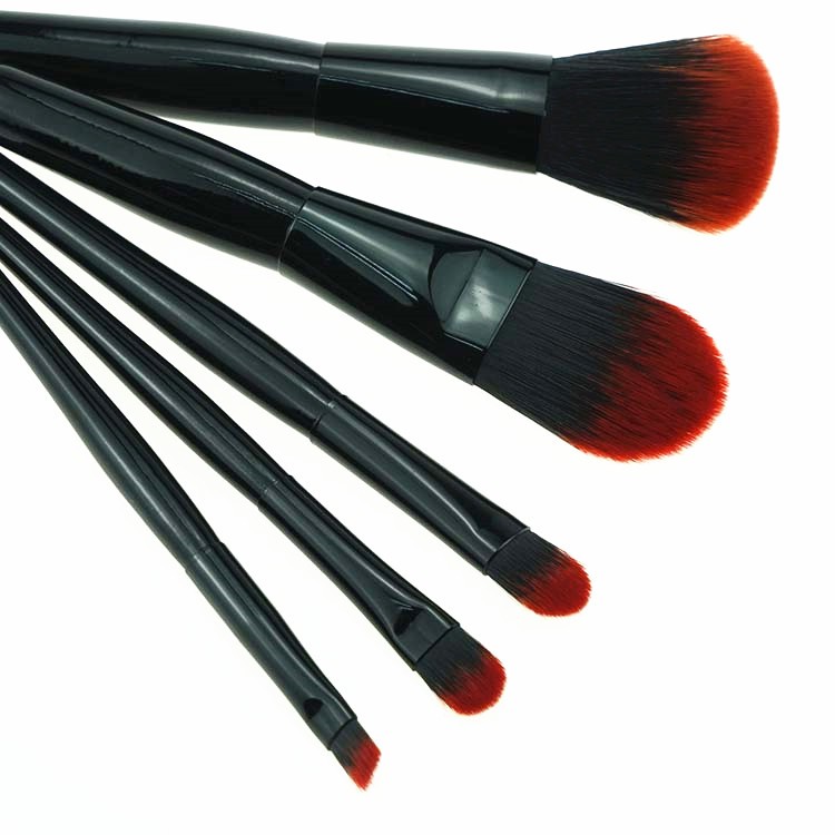 5pcs private label cosmetic makeup brushes kit makeup with pouch bag