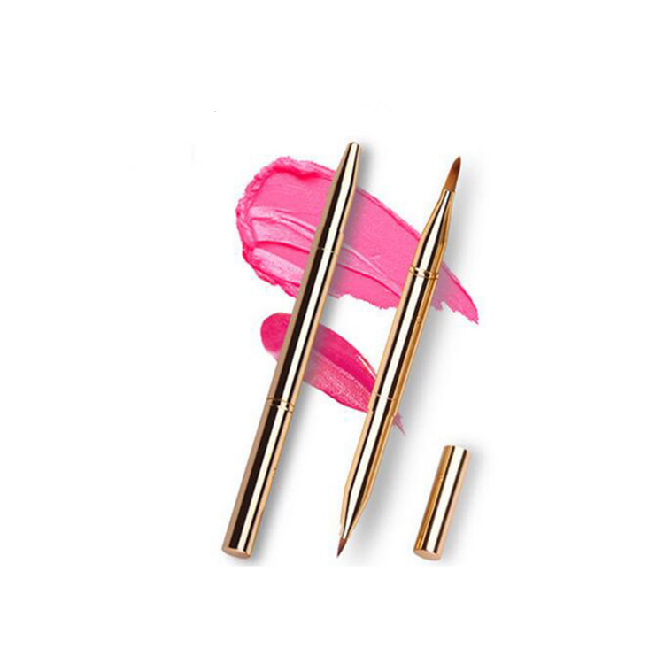 Best selling high quality synthetic hair retractable lip brush with eyeline brush