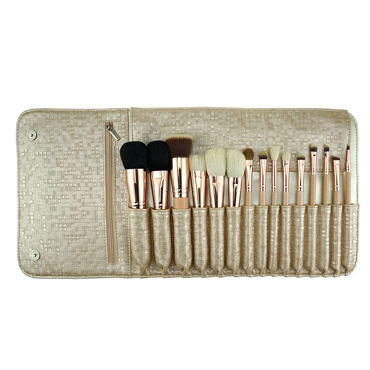 Factory Supply Rose golden Makeup brush with Beigo Case For Maquiagem with Custom Logo