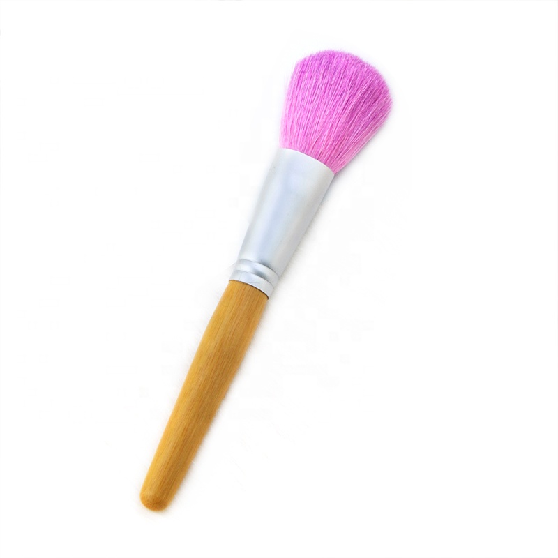 Girl's Pink Hair Fluffy Bamboo Eco Makeup Powder Brush For Cosmetic