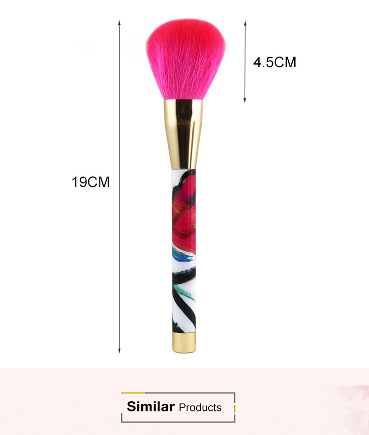 Custom Plastic Handle Pink Synthetic Hair Rose Gold Blush Powder Make Up Brush