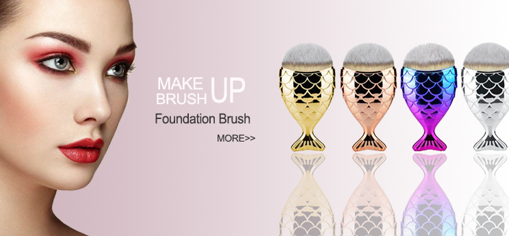 Custom Mermaid Shape Synthetic Hair Foundation Brush For Dry or Wet Cosmetics