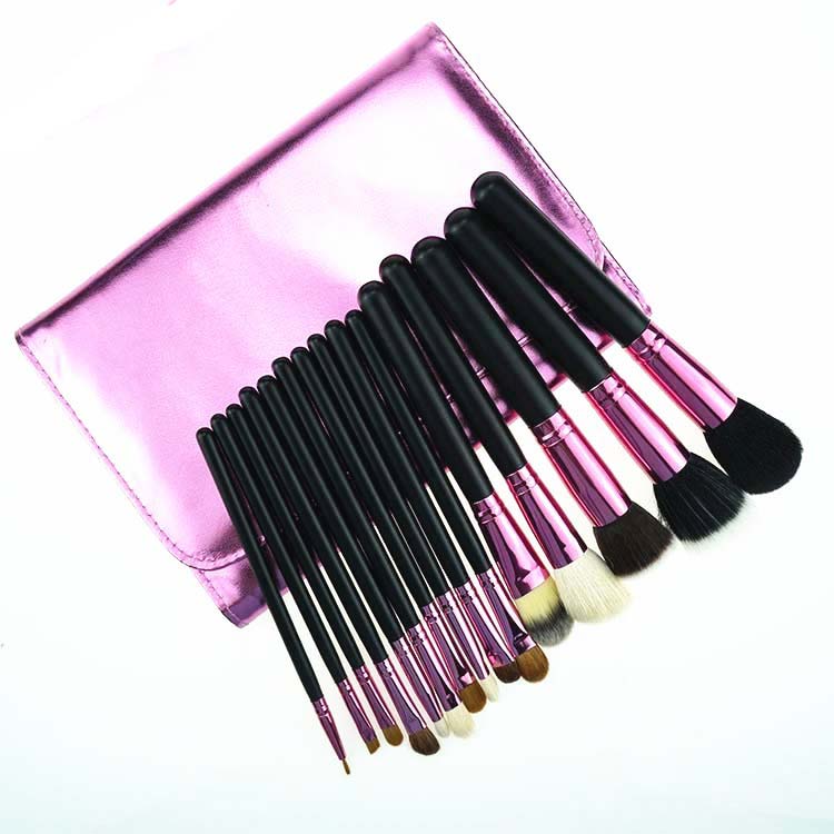 Classic Professional Purple 15pcs Natural Hair Brush Set with Bag Wholesale