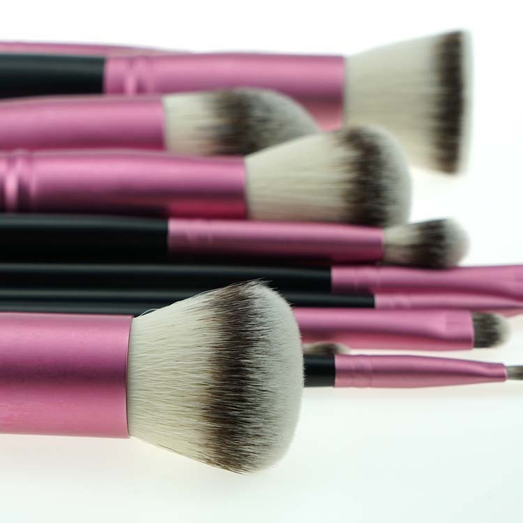 Matte 12pcs flat makeup brushes  brush roll set