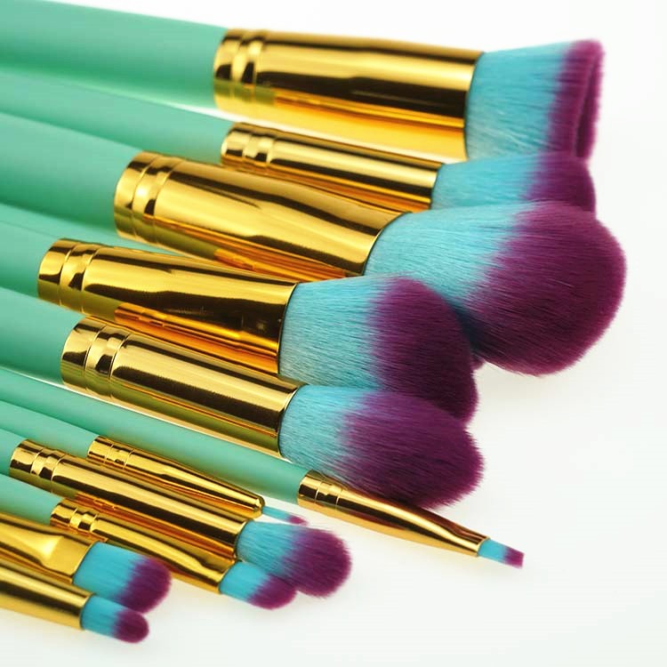 12 Pcs Mermaid Makeup Brush Sets Foundation Brushes With Color Gift Box