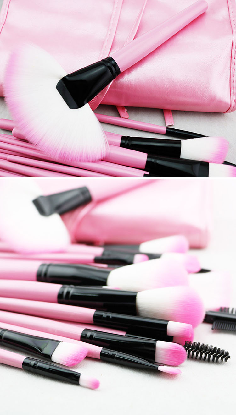 Wholesale Big Complete 32Pcs Professional Cosmetics Makeup Brushes Set with Pink Black Pouch Bag