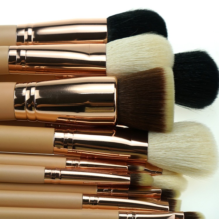 15pcs private label wood handle makeup brush professional cosmetic brushes set