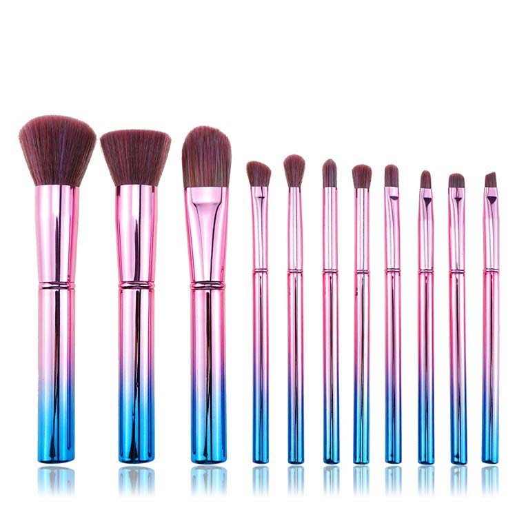 11Pcs Rainbow Makeup Brush Set Wholesale Metallic Makeup Brush