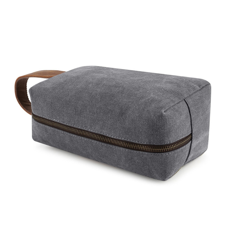 Toiletry Bag Waxed Canvas Travel Cosmetic Makeup Bag Shaving Dopp Case