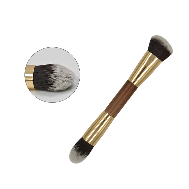 Double sided blush foundation makeup brush with synthetic hair