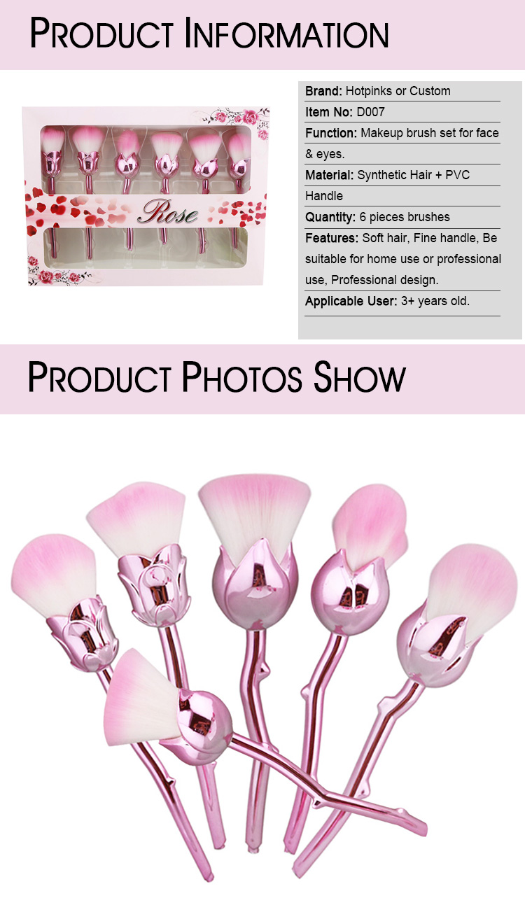 Wholesale New Novelty Gift Box Make up Brush Set Flower Rose Makeup Brushes