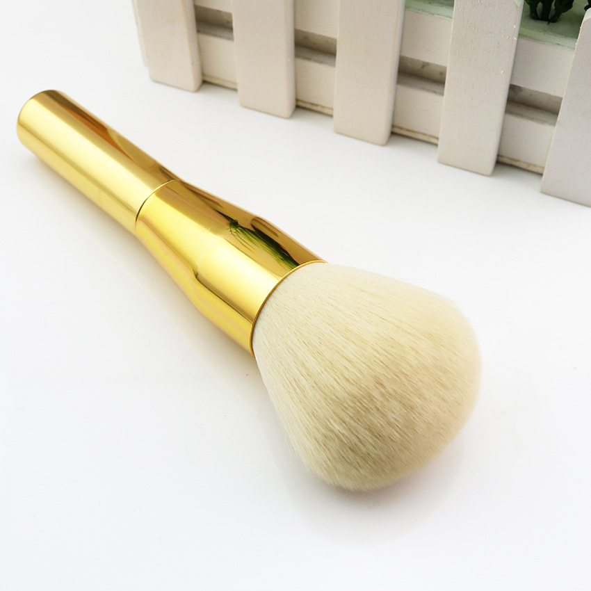Personalized Oval Gold Metal Handle Soft Makeup Powder Foundation Brush