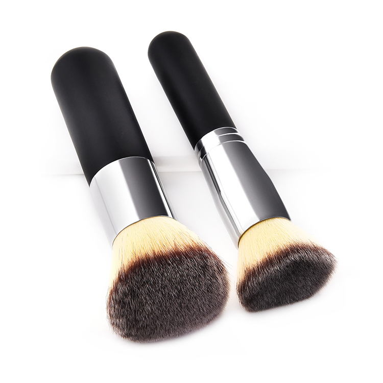 Custom Logo Makeup Brush Kit Matt Black Handle Cosmetic Powder Brushes with Vegan Synthetic Hair