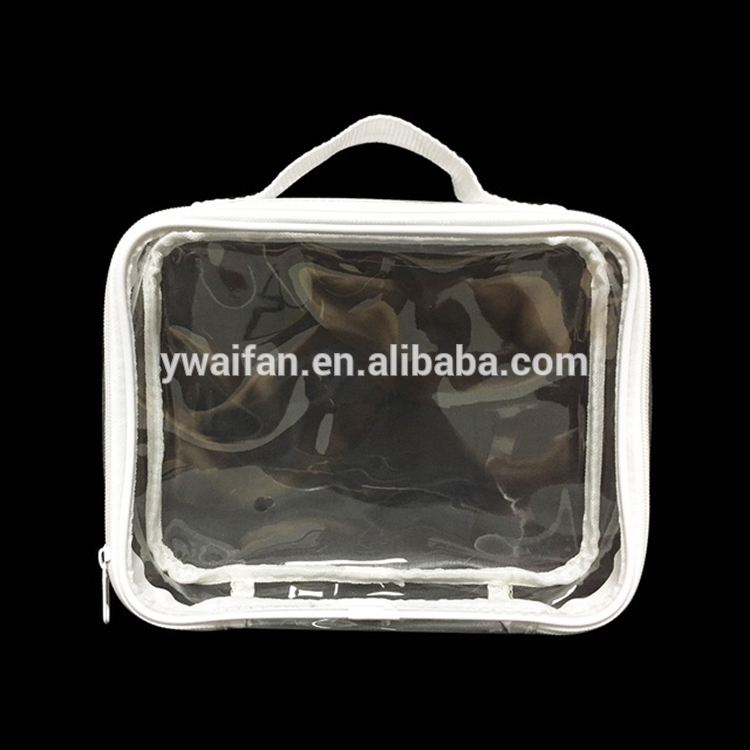 White Women Zipper Transparent Toiletry Pouch Cosmetic Bag Clear PVC Makeup Case