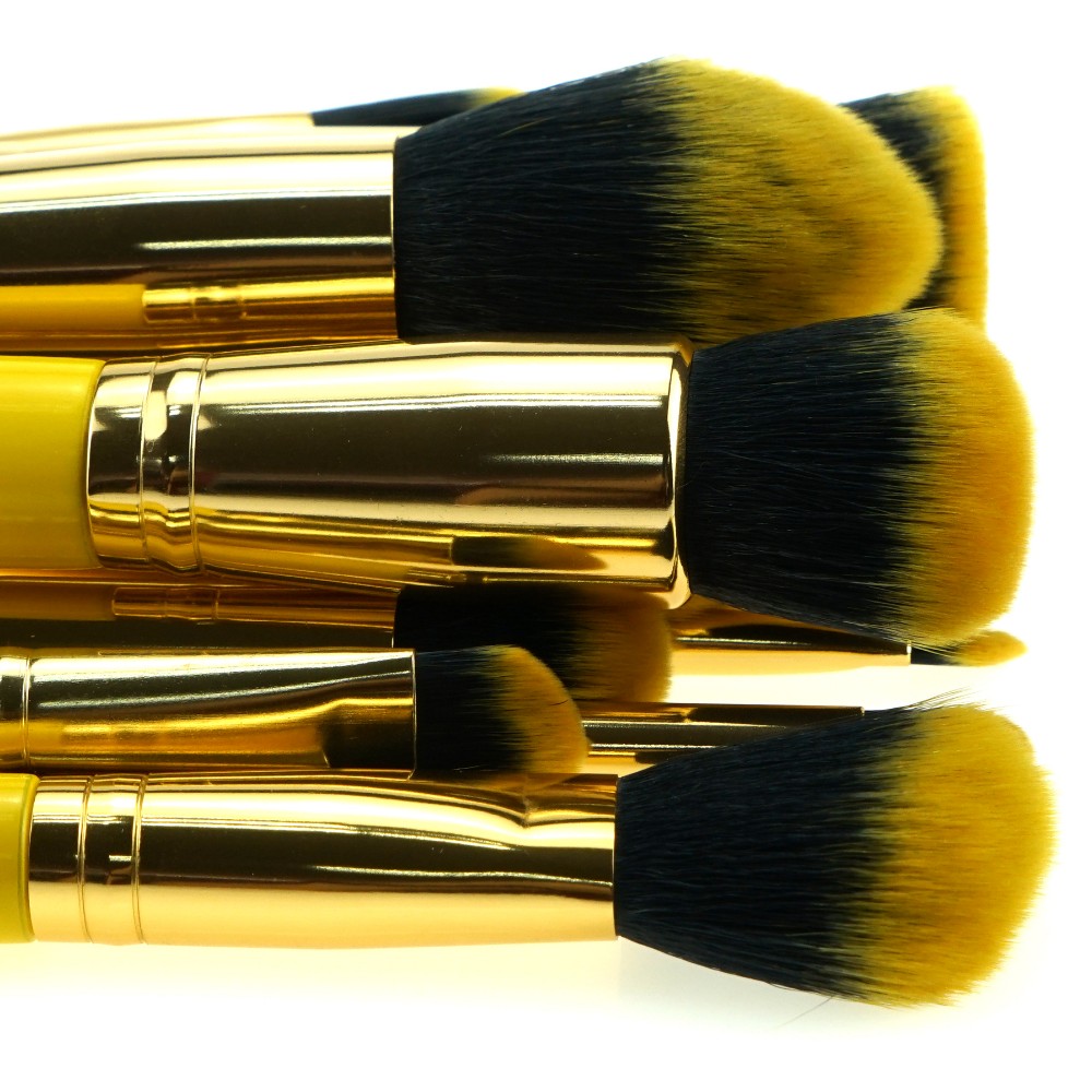 18Pcs Customize Makeup Brushes Private Label Yellow Gold Brush Set