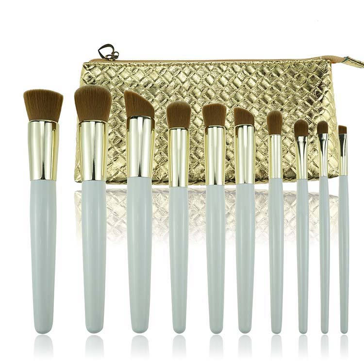 High quality wood handle cosmetic brushes kit set