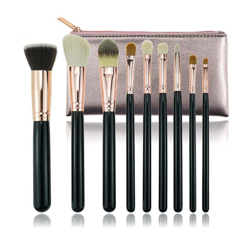 Professional rose golden makeup powder brush private cosmetics brushes makeup with pouch
