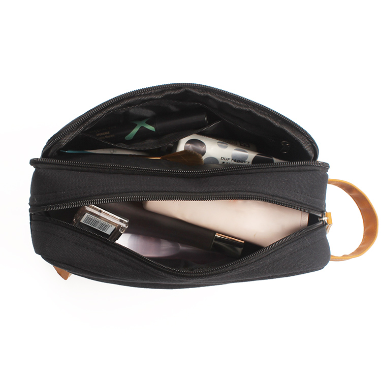 Mens Canvas Toiletry Bag Travel Bathroom Shaving Dopp Kit with Double Compartments