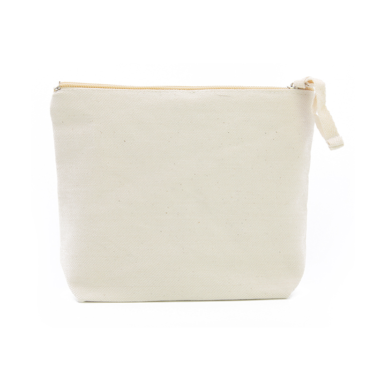 Plain Nature Cotton Canvas Cosmetic Bag Travel Toiletry Bag Makeup Zipper Pouch Custom