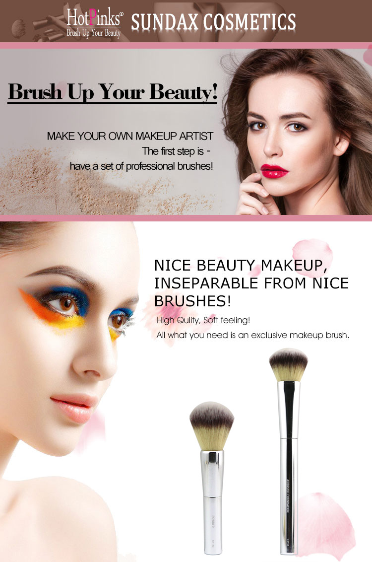 Factory Personalized Metallic Oval Blush Powder Air Makeup Brush