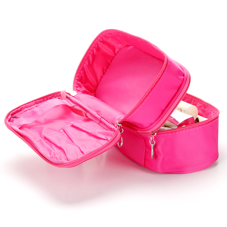 Double Layer Cosmetic Bag Red Travel Toiletry Cosmetic Makeup Bag Organizer