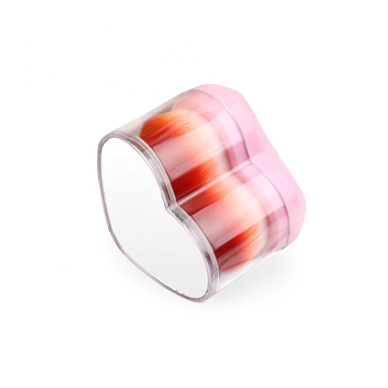 Heart Shape Kabuki Foundation Makeup Brush With Mirror