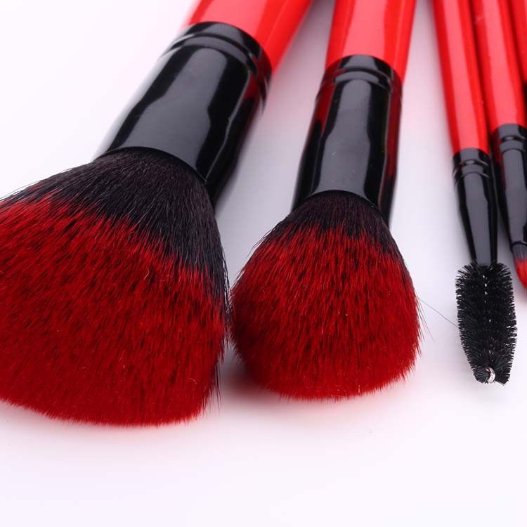 10 Pieces Red Flat Brush Bulk Mini Customized Makeup Brush Kit Natural Set