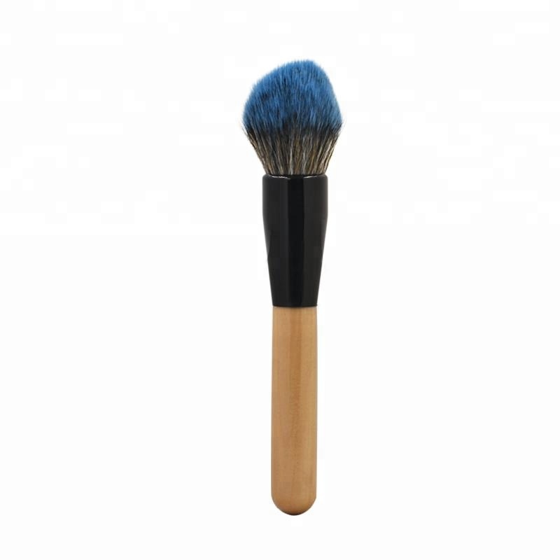 China Supplier Vegan Duo Fiber Makeup Brush Wooden Powder Brush